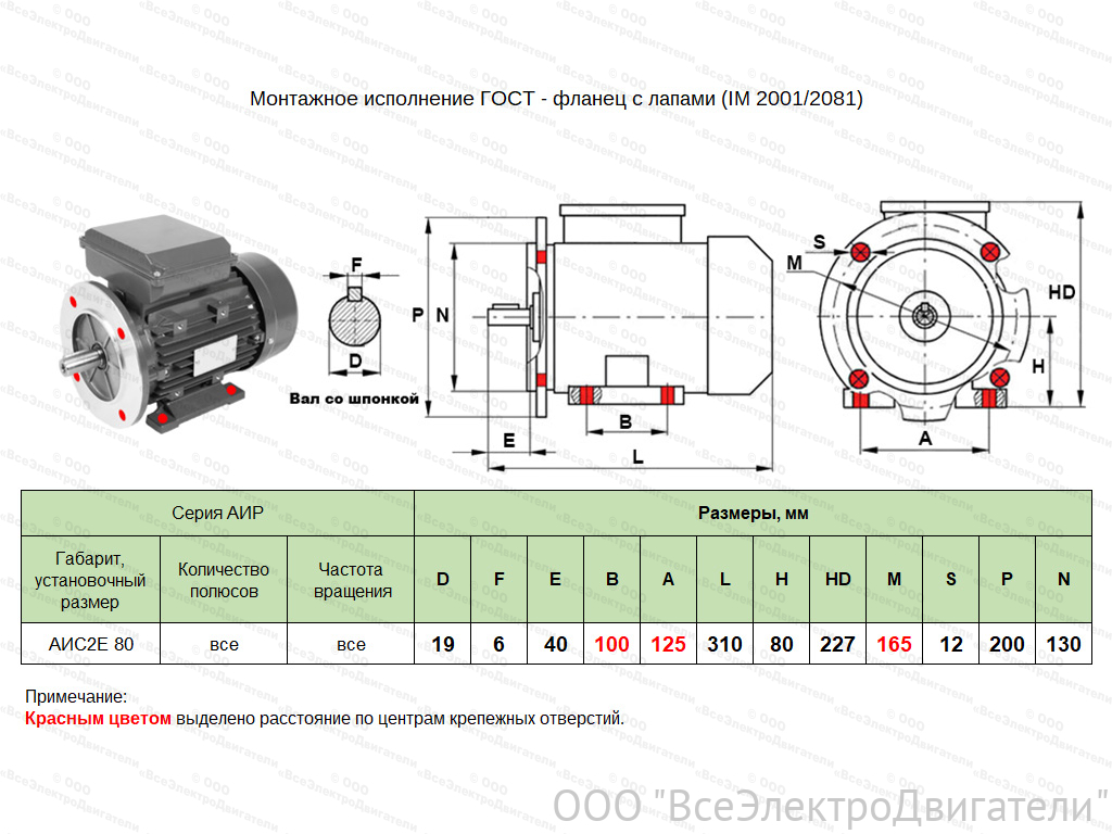 Электродвигатель ЭЛМАШ АИС2Е 80 А4 IM2081 (B35) (0,55 кВт 1500 об/мин)1871723