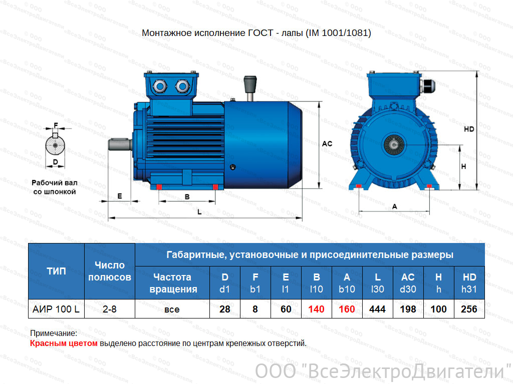Электродвигатель с тормозом ЭЛМАШ АИР 100 L8 Е2, IM1081 (1,5 кВт 750 об/мин)1873974