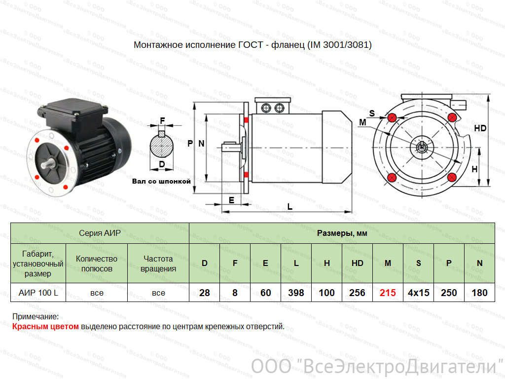 Электродвигатель ЭЛМАШ АИР 100 L2 IM3081 AL (5,5 кВт 3000 об/мин)2009670