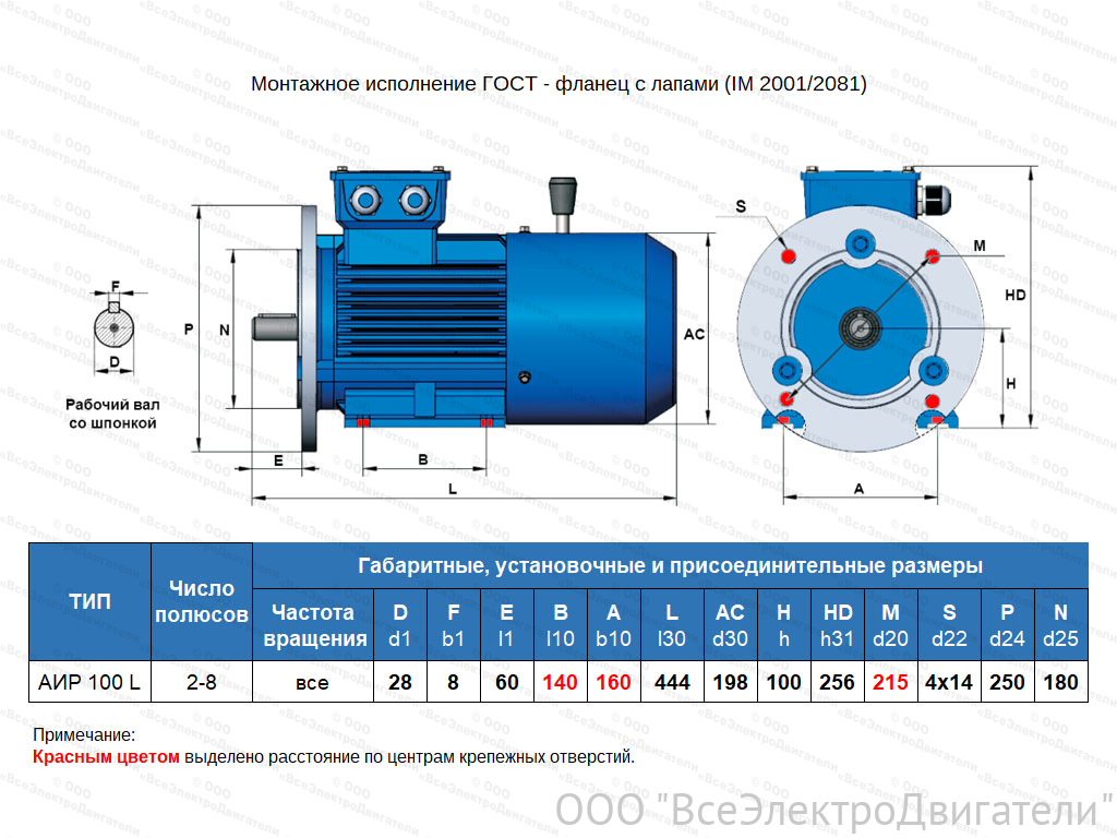 Электродвигатель с тормозом ЭЛМАШ АИР 100 L8 Е2, IM2081 (1,5 кВт 750 об/мин)1873978